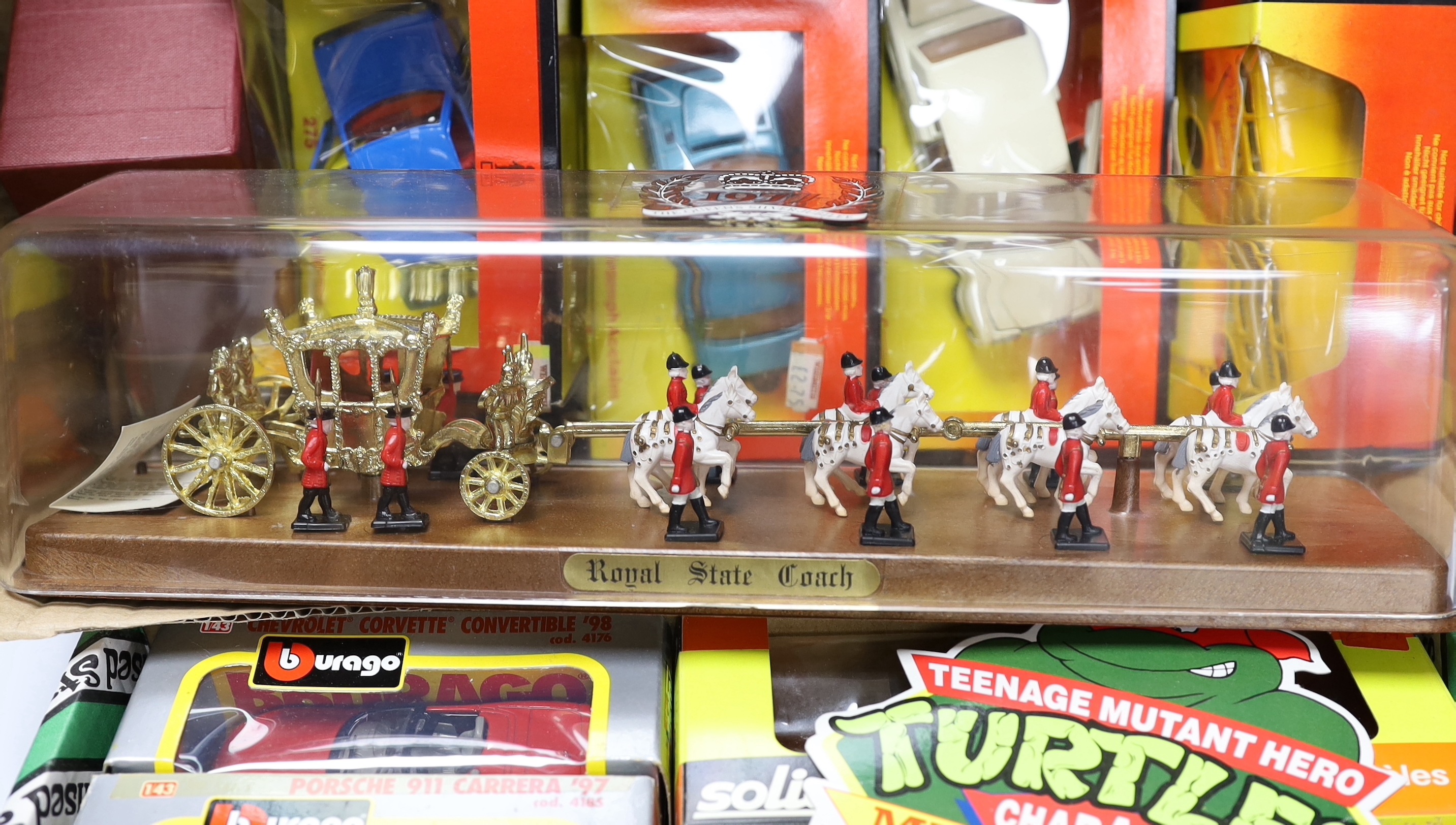 Seventeen boxed Corgi vehicles, together with three Solido vehicles and two Bburago, etc.